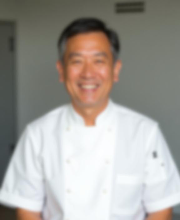 A professional and friendly portrait of Head Chef Kaito Tanaka in his chef's uniform.